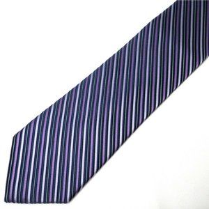 HSM Blue Purple Lilac Lavender Striped Silk Tie 62" x 3.25"